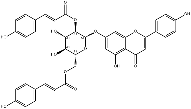 Apigenin 7-O-(2'',6''-di-O-E-p-coumaroyl)glucoside Struktur