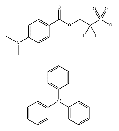 Sulfonium, triphenyl-, salt with 2,2-difluoro-2-sulfoethyl 4-(dimethylamino)benzoate (1:1) Struktur