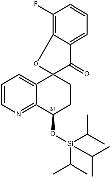 Spiro[benzofuran-2(3H),5'(6'H)-quinolin]-3-one, 7-fluoro-7',8'-dihydro-8'-[[tris(1-methylethyl)silyl]oxy]-, (8'R)- Struktur