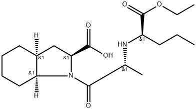 1H-Indole-2-carboxylic acid, 1-[2-[[1-(ethoxycarbonyl)butyl]amino]-1-oxopropyl]octahydro-, [2S-[1[S*(S*)],2α,3aβ,7aβ]]- (9CI) Struktur