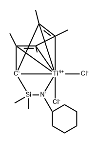 ((dimethylsilyl(2,3,4,5-tetramethylcyclopenta-2,4-dien-1-yl))cyclohexylamino)titanium(IV)dichloride Struktur