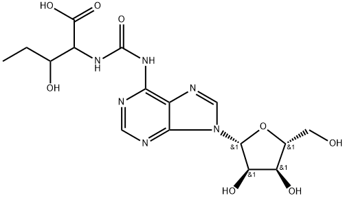 Norvaline, 3-hydroxy-N-[[(9-β-D-ribofuranosyl-9H-purin-6-yl)amino]carbonyl]- (9CI) Struktur