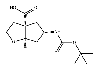 (3aS,5S,6aR)-5-((tert-butoxycarbonyl)amino)hexahydro-2H-cyclopenta[b]furan-3a-carboxylic acid Struktur