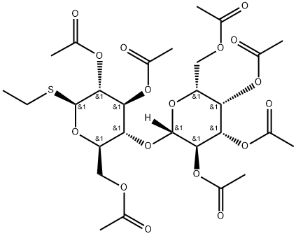 β-D-Glucopyranoside, ethyl 4-O-(2,3,4,6-tetra-O-acetyl-β-D-galactopyranosyl)-1-thio-, 2,3,6-triacetate Struktur