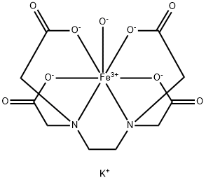 Ferrate(2-), [[N,N'-1,2-ethanediylbis[N-[(carboxy-κO)methyl]glycinato-κN,κO]](4-)]hydroxy-, potassium (1:2), (PB-7-11'-121'3'3)- Struktur