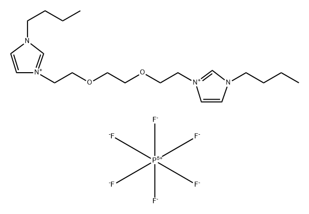 1H-Imidazolium, 3,3'-[1,2-ethanediylbis(oxy-2,1-ethanediyl)]bis[1-butyl-, hexafluorophosphate(1-) (1:2) Struktur