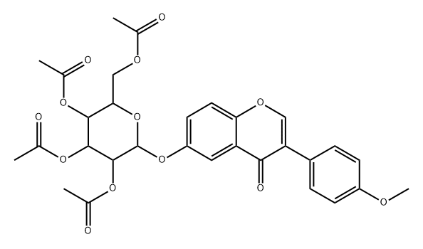 3-(4-methoxyphenyl)-4-oxo-4H-chromen-6-yl 2,3,4,6-tetra-O-acetylhexopyranoside Struktur