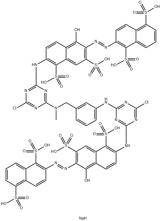 1,5-Naphthalenedisulfonic acid, 2-6-4-chloro-6-3-4-chloro-6-6-(1,5-disulfo-2-naphthalenyl)azo-5-hydroxy-1,7-disulfo-2-naphthalenylamino-1,3,5-triazin-2-ylaminophenylmethylmethylamino-1,3,5-triazin-2-ylamino-1-hydroxy-3,5-disulfo-2-naphthalenylazo-, sodium Struktur