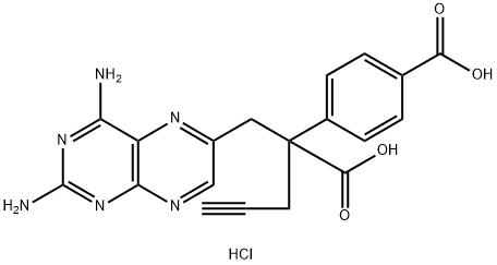 6-Pteridinepropanoic acid, 2,4-diamino-α-(4-carboxyphenyl)-α-2-propyn-1-yl-, hydrochloride Struktur