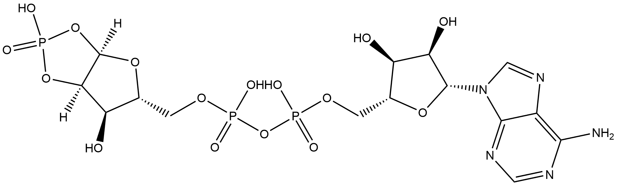 Adenosine 5'-(trihydrogen diphosphate), P'→5-ester with α-D-ribofuranose cyclic 1,2-(hydrogen phosphate) (9CI) Struktur