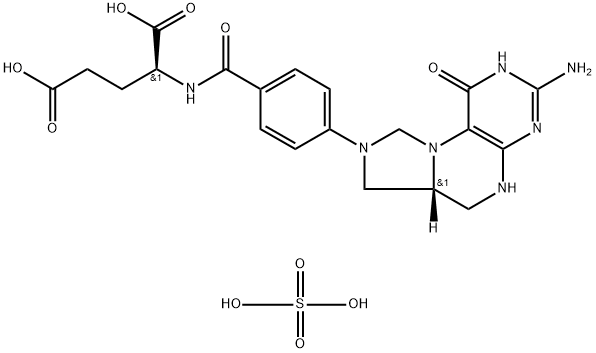 L-Glutamic acid, N-[4-[(6aR)-3-amino-1,2,5,6,6a,7-hexahydro-1-oxoimidazo[1,5-f]pteridin-8(9H)-yl]benzoyl]-, sulfate (1:1) Struktur