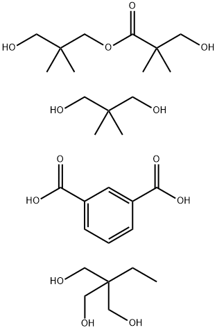 1,3-Benzenedicarboxylic acid, polymer with 2,2-dimethyl-1,3-propanediol, 2-ethyl-2-(hydroxymethyl)-1,3-propanediol and 3-hydroxy-2,2-dimethylpropyl 3-hydroxy-2,2-dimethylpropanoate Struktur