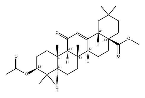 Olean-12-en-28-oic acid, 3-(acetyloxy)-11-oxo-, methyl ester, (3β)- Struktur