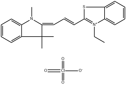 Benzothiazolium, 2-[(1E,3Z)-3-(1,3-dihydro-1,3,3-trimethyl-2H-indol-2-ylidene)-1-propen-1-yl]-3-ethyl-, perchlorate (1:1) Struktur