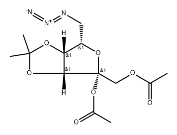 .beta.-L-Tagatofuranose, 6-azido-6-deoxy-3,4-O-(1-methylethylidene)-, 1,2-diacetate Struktur