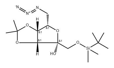 .beta.-L-Tagatofuranose, 6-azido-6-deoxy-1-O-(1,1-dimethylethyl)dimethylsilyl-3,4-O-(1-methylethylidene)- Struktur