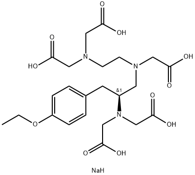 Glycine, N-[(2S)-2-[bis(carboxymethyl)amino]-3-(4-ethoxyphenyl)propyl]-N-[2-[bis(carboxymethyl)amino]ethyl]-, sodium salt (1:5) Struktur