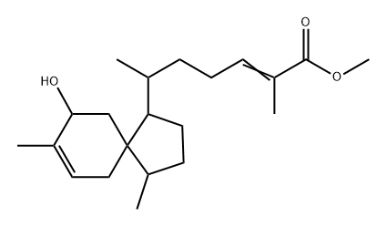 2-Heptenoic acid, 6-(9-hydroxy-4,8-dimethylspiro[4.5]dec-7-en-1-yl)-2-methyl-, methyl ester, [1R-[1α(2E,6R*),4β,5β(S*)]]- (9CI) Struktur