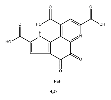 1H-Pyrrolo[2,3-f]quinoline-2,7,9-tricarboxylic acid, 4,5-dihydro-4,5-dioxo-, sodium salt, hydrate (1:2:3) Struktur