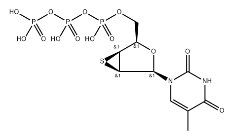 1-(2',3'-epithio-2',3'-dideoxy-beta-D-ribofuranosyl)thymine 5'-triphosphate Struktur