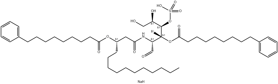 2-Deoxy-3-O-(9-phenylnonanoyl)-2-[3(S)-(9-phenylnonanoyloxy)tetradecanamido]-4-O-sulfo-D-glucopyranose monosodium salt Struktur