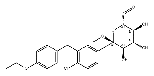 (2S,3S,4S,5R,6S)-6-(4-Chloro-3-(4-ethoxybenzyl)phenyl)-3,4,5-trihydroxy-6-methoxytetrahydro-2H-pyran-2-caboxaldehyde Struktur