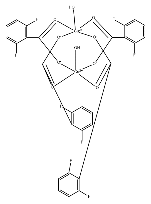 diaquatetrakis(mu-2,6-difluorobenzoato-kappaO-kappaO')dicopper(II) Struktur