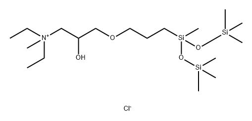 1-Propanaminium,N,N-diethyl-2-hydroxy-N-methyl-3-[3-[1,3,3,3-trimethyl-1-[(trimethylsilyl)oxy]-1-disiloxanyl]propoxy]-,chloride(1:1) Struktur