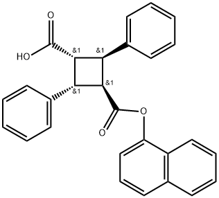 1,3-Cyclobutanedicarboxylic acid, 2,4-diphenyl-, 1-(1-naphthalenyl) ester, (1β,2R,3α,4R)- Struktur