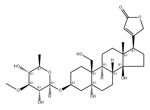 3β-[(3-O-Methyl-6-deoxy-β-D-glucopyranosyl)oxy]-5,14,19-trihydroxy-5β-card-20(22)-enolide Struktur