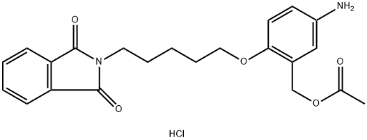 1H-Isoindole-1,3(2H)-dione, 2-[5-[2-[(acetyloxy)methyl]-4-aminophenoxy]pentyl]-, hydrochloride (1:1) Struktur