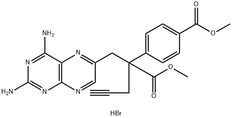 6-Pteridinepropanoic acid, 2,4-diamino-α-[4-(methoxycarbonyl)phenyl]-α-2-propyn-1-yl-, methyl ester, hydrobromide Struktur