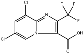 6,8-dichloro-2-(trifluoromethyl)imidazo[1,2-a]pyridine-3-carboxylic acid Struktur