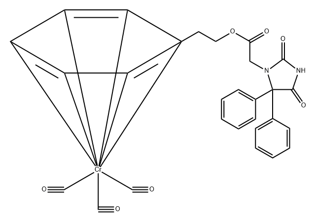 diphenylhydantoin-3-phenyltricarbonylchromium ethyl acetate Struktur