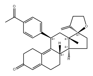 19,24-Dinorchola-4,9,20-trien-3-one, 11-(4-acetylphenyl)-17,23-epoxy-, (11β,17α)- Struktur