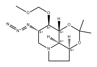 1,3-Dioxino4,5,6-hiindolizine, 8-azidooctahydro-9-(methoxymethoxy)-2,2-dimethyl-, 3aS-(3a.alpha.,8.alpha.,9.beta.,9a.beta.,9b.alpha.)- Struktur