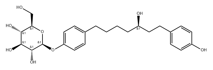 β-D-Glucopyranoside, 4-[(5R)-5-hydroxy-7-(4-hydroxyphenyl)heptyl]phenyl Struktur