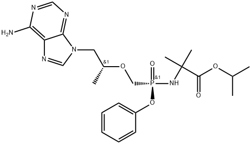 Alanine, N-[(R)-[[(1R)-2-(6-amino-9H-purin-9-yl)-1-methylethoxy]methyl]phenoxyphosphinyl]-2-methyl-, 1-methylethyl ester Struktur