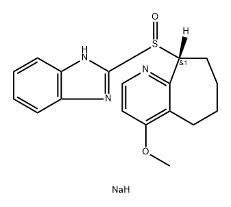 5H-Cyclohepta[b]pyridine, 9-[(R)-1H-benzimidazol-2-ylsulfinyl]-6,7,8,9-tetrahydro-4-methoxy-, sodium salt (1:1), (9S)-rel- Struktur