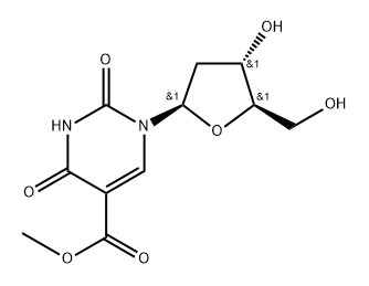 5-Pyrimidinecarboxylic acid, 1-(2-deoxy-β-D-erythro-pentofuranosyl)-1,2,3,4-tetrahydro-2,4-dioxo-, methyl ester Struktur