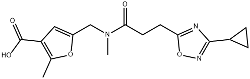 3-Furancarboxylic acid, 5-[[[3-(3-cyclopropyl-1,2,4-oxadiazol-5-yl)-1-oxopropyl]methylamino]methyl]-2-methyl- Struktur