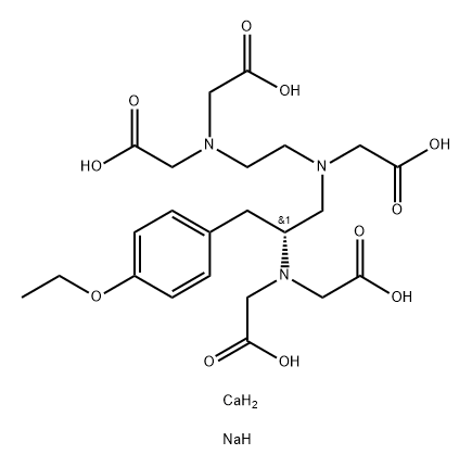 Glycine, N-[(2R)-2-[bis(carboxymethyl)amino]-3-(4-ethoxyphenyl)propyl]-N-[2-[bis(carboxymethyl)amino]ethyl]-, calcium sodium salt (1:1:3) (9CI) Struktur