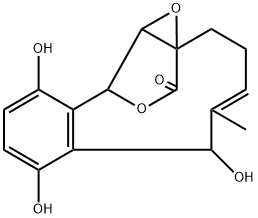 2H-11,1a-(Epoxymethano)benzo[4,5]cyclodec[1,2-b]oxiren-13-one, 3,6,11,11a-tetrahydro-6,7,10-trihydroxy-5-methyl-, (1aα,4Z,6β,11α,11aβ)- (9CI) Struktur