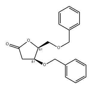 L-threo-Pentonic acid, 2-deoxy-3,5-bis-O-(phenylmethyl)-, .gamma.-lactone Struktur