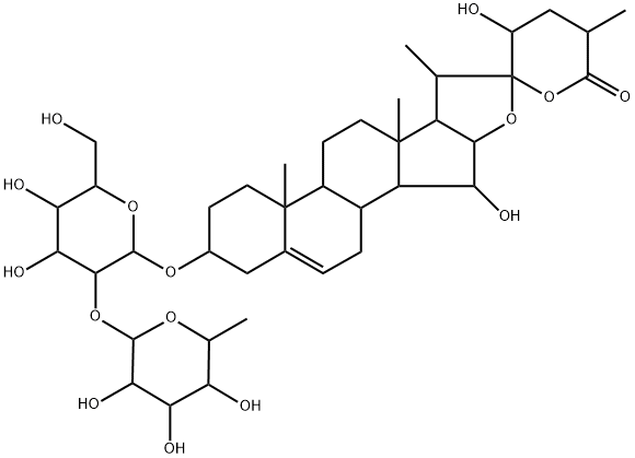 Spirost-5-en-26-one, 3-((2-O-(6-deoxy-alpha-L-mannopyranosyl)-beta-D-g lucopyranosyl)oxy)-15,23-dihydroxy-, (3beta,15alpha,22beta,23R,25R)- Struktur