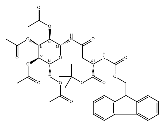 2,3,4,6-Tetra-O-acetyl-b-D-glucopyranosyl-(N2-Fmoc)-L-asparagine tert-butyl ester Struktur