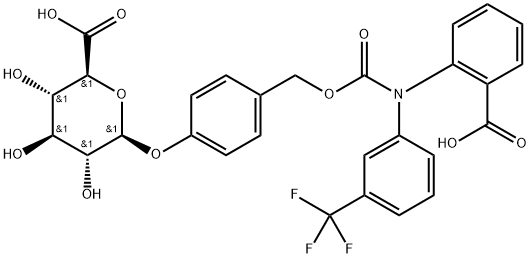 -bta--D-Glucopyranosiduronic  acid,  4-[[[[(2-carboxyphenyl)[3-(trifluoromethyl)phenyl]amino]carbonyl]oxy]methyl]phenyl Struktur