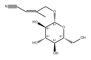 2-Butenenitrile, 4-(β-D-glucopyranosyloxy)-3-methyl-, (2Z)- Struktur