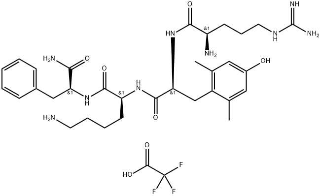 L-Phenylalaninamide, D-arginyl-2,6-dimethyl-L-tyrosyl-L-lysyl-, 2,2,2-trifluoroacetate (1:1) Struktur