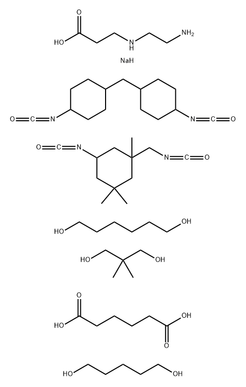 .beta.-Alanine, N-(2-aminoethyl)-, monosodium salt, polymer with 2,2-dimethyl-1,3-propanediol, hexanedioic acid, 1,6-hexanediol, 5-isocyanato-1-(isocyanatomethyl)-1,3,3-trimethylcyclohexane, 1,1-methylenebis4-isocyanatocyclohexane and 1,5-pentanediol Struktur